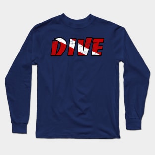 Simple DIVE dive flag Scuba Diving Red wand White Long Sleeve T-Shirt